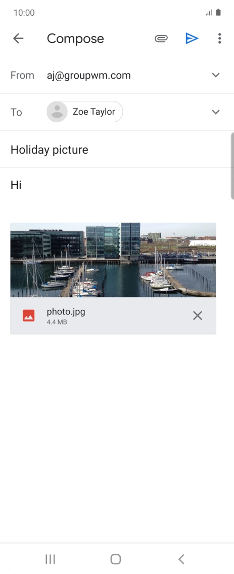 Press the send icon when you've finished your email.