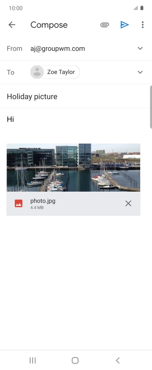 Press the send icon when you've finished your email.