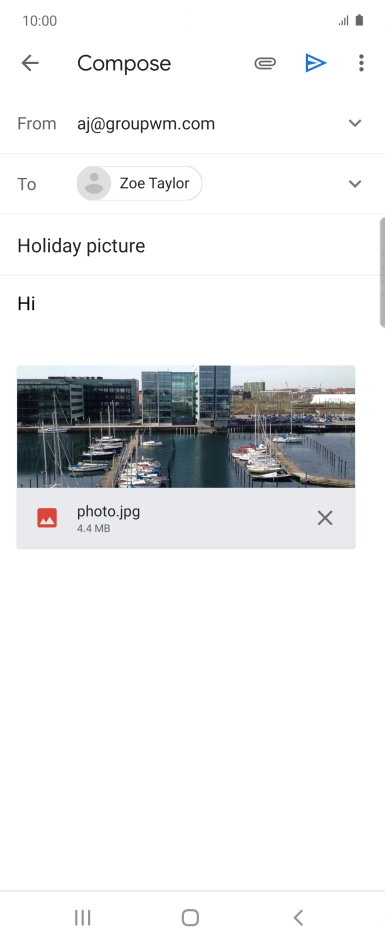 Press the send icon when you've finished your email.