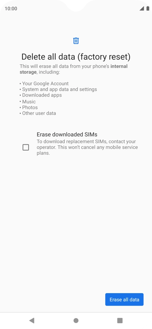 Press Erase all data.