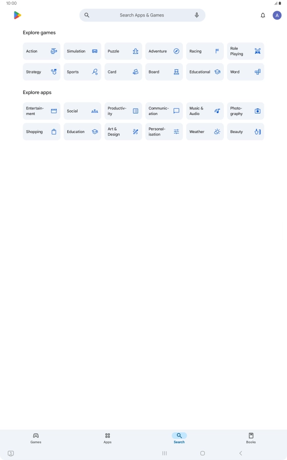 Press the search field.