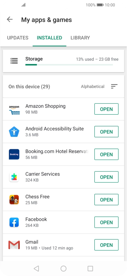 Press the required app.