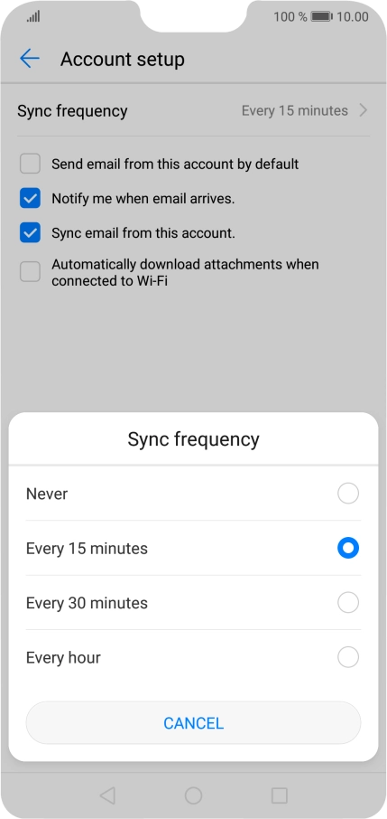Press the required setting.