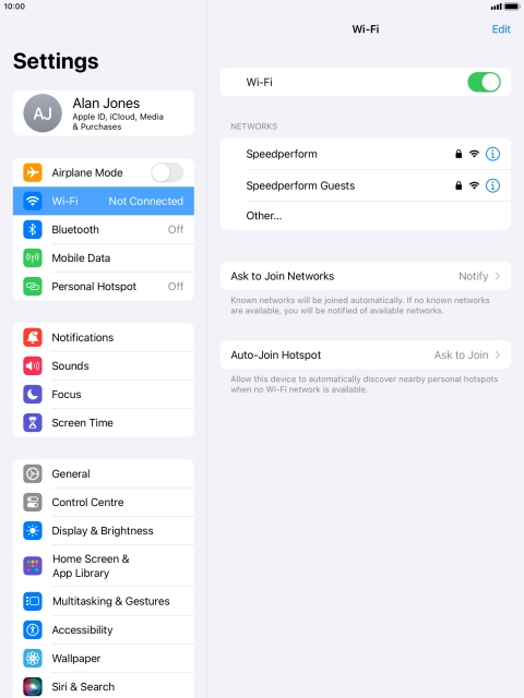 Press the required Wi-Fi network and key in the password for the Wi-Fi network.