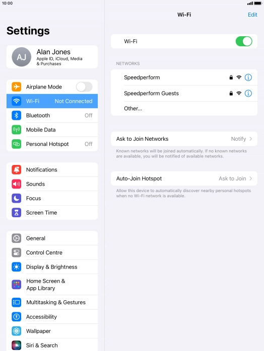 Press the required Wi-Fi network and key in the password for the Wi-Fi network.