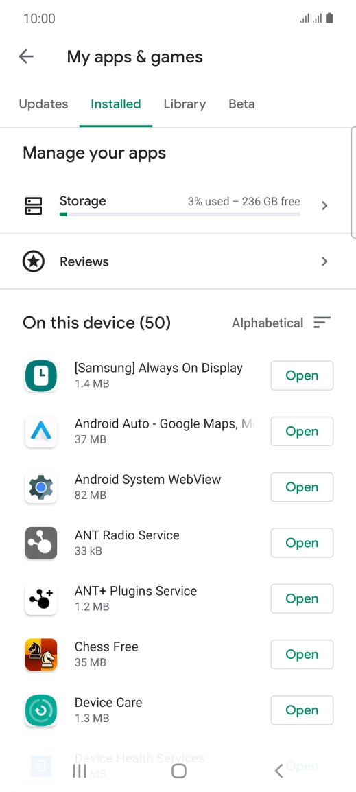 Press the required app.