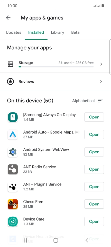 Press the required app.
