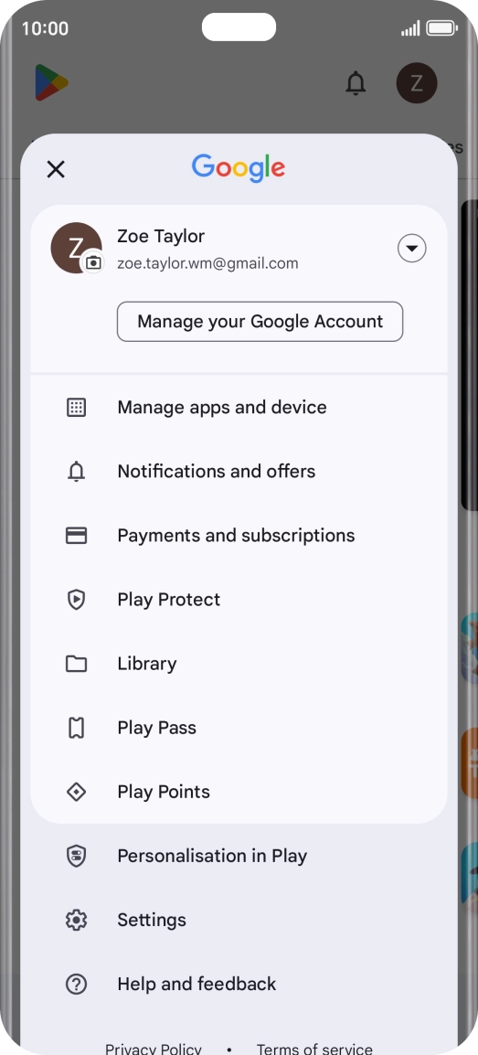 Press Manage apps and device.