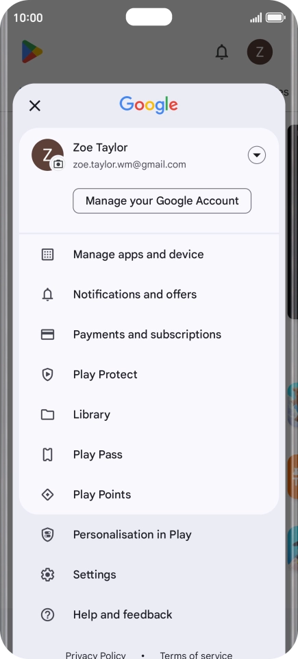 Press Manage apps and device.