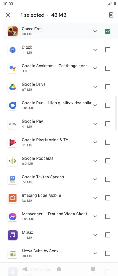 Press the delete icon.