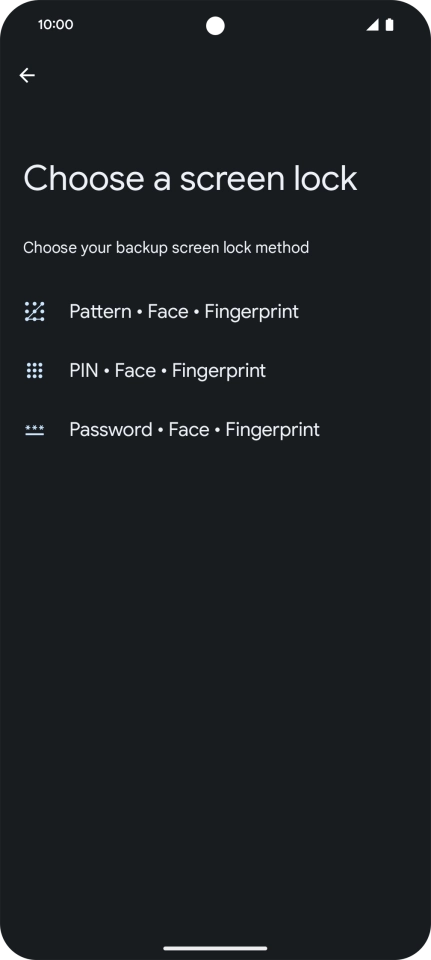 Press the required phone lock code and follow the instructions on the screen to create an additional phone lock code.