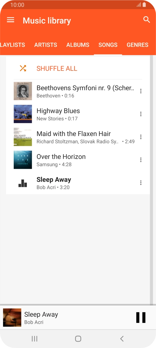 Press the song title at the bottom of the screen.