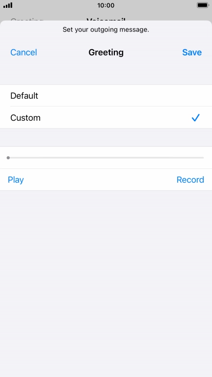 Press Play to play back your greeting.