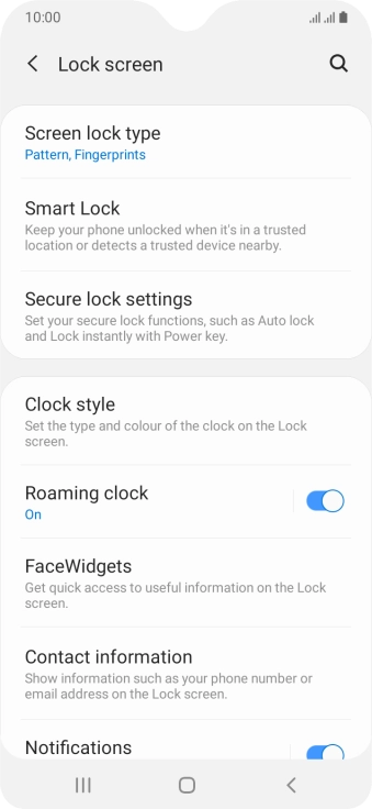 Press Screen lock type and key in the current phone lock code.
