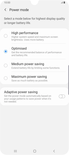 Press the required setting to turn on the function.