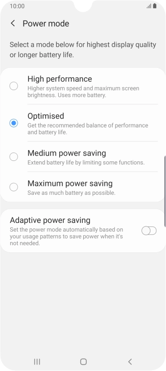 Press the required setting to turn on the function.