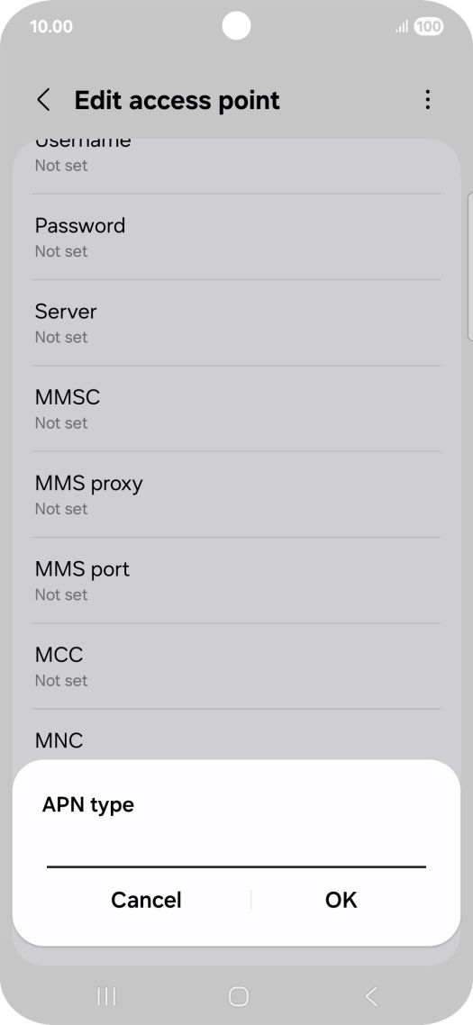 Key in default and press OK.