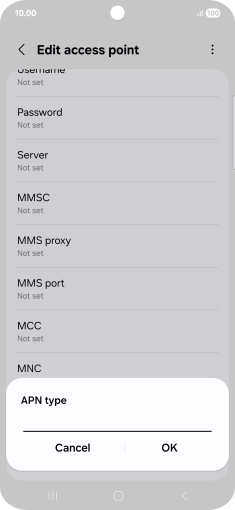 Key in default and press OK.