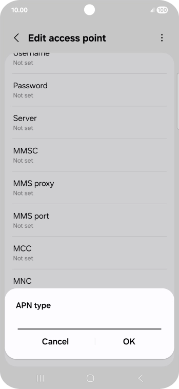 Key in default and press OK.