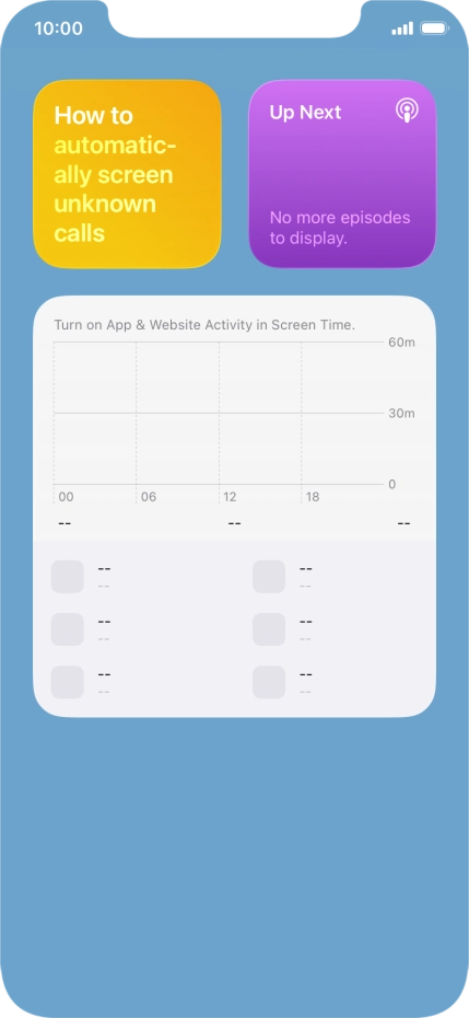 Slide your finger up or down on the screen to see more widgets.