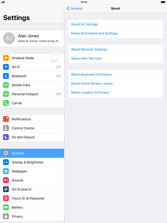 Press Reset All Settings.
