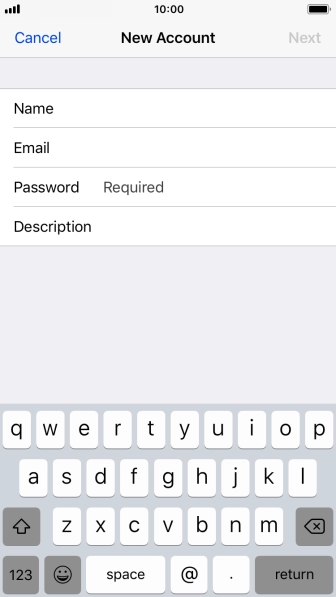 Press Password and key in the password for your email account.