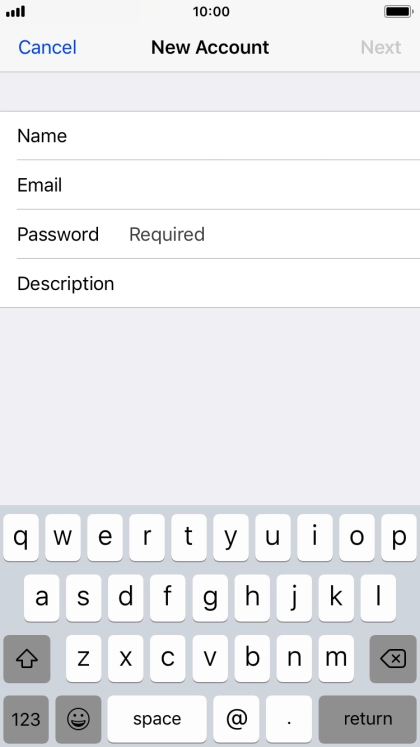 Press Password and key in the password for your email account.
