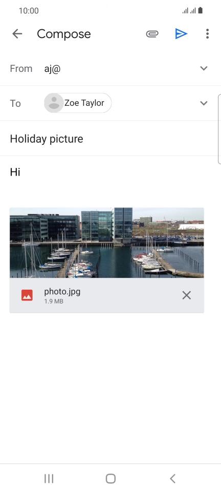 Press the send icon when you've finished your email.