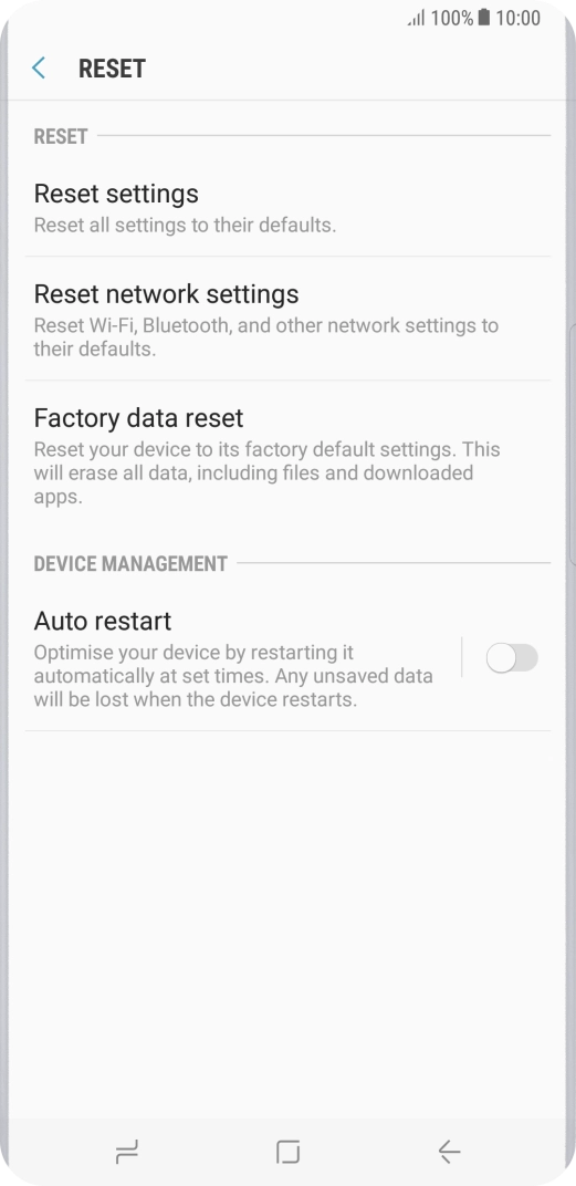 Press Factory data reset.