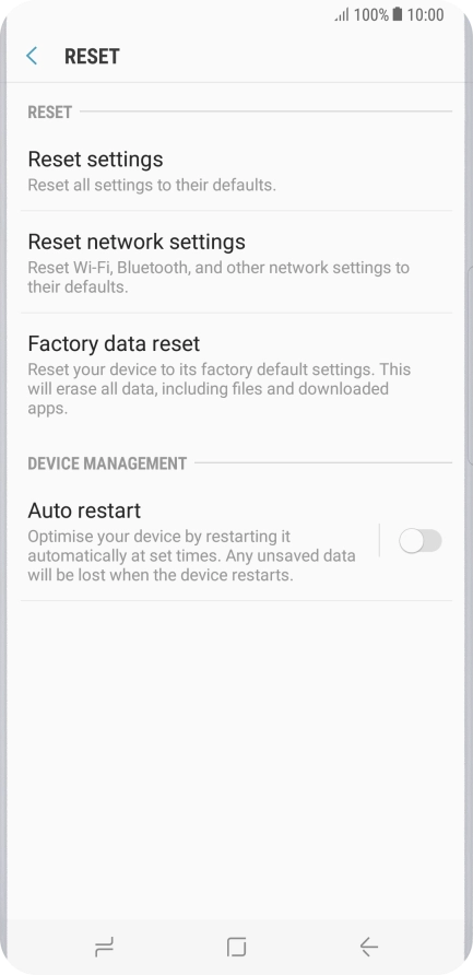 Press Factory data reset.