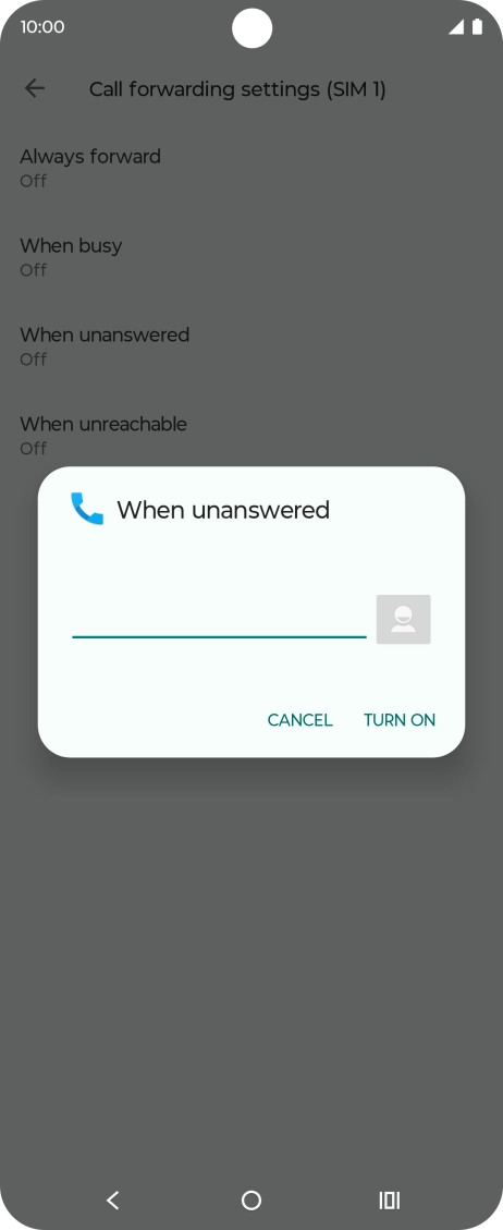 Key in +447953222222 and press TURN ON.