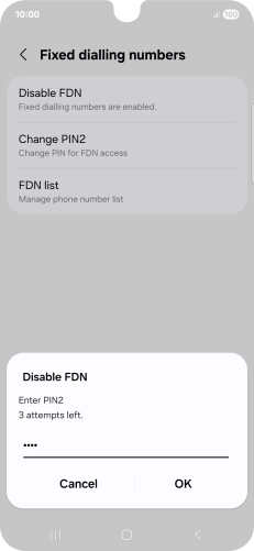 Key in your PIN2 and press OK. The default PIN2 is 0000.