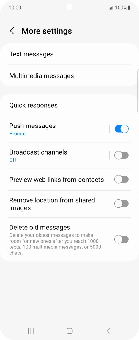 Press Text messages.