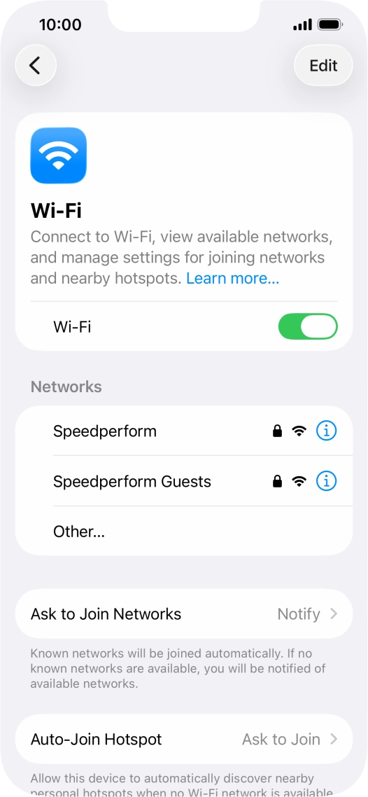 Press the required Wi-Fi network and key in the password for the Wi-Fi network.