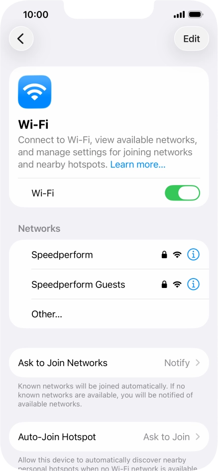 Press the required Wi-Fi network and key in the password for the Wi-Fi network.