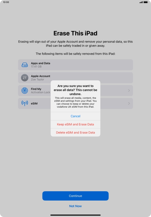 Press the required setting.