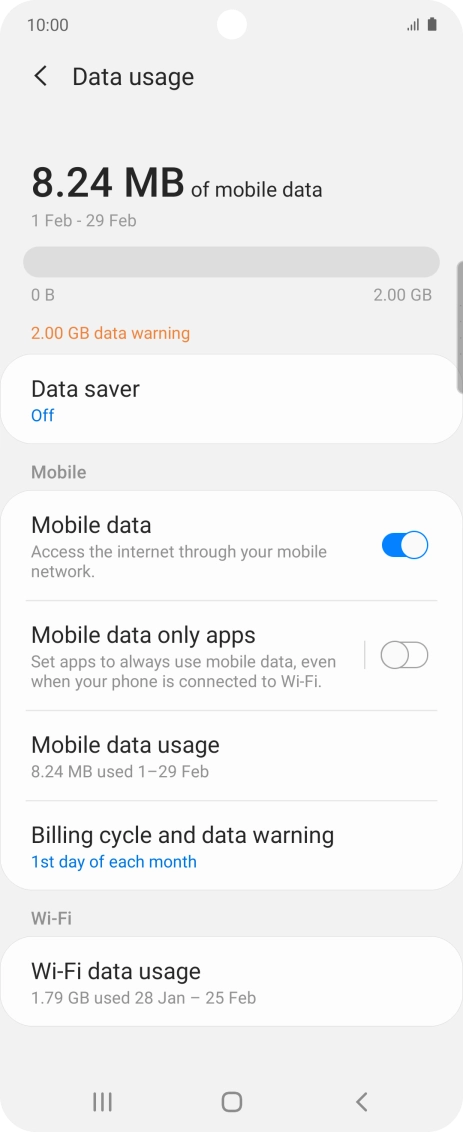 The total data usage is displayed.