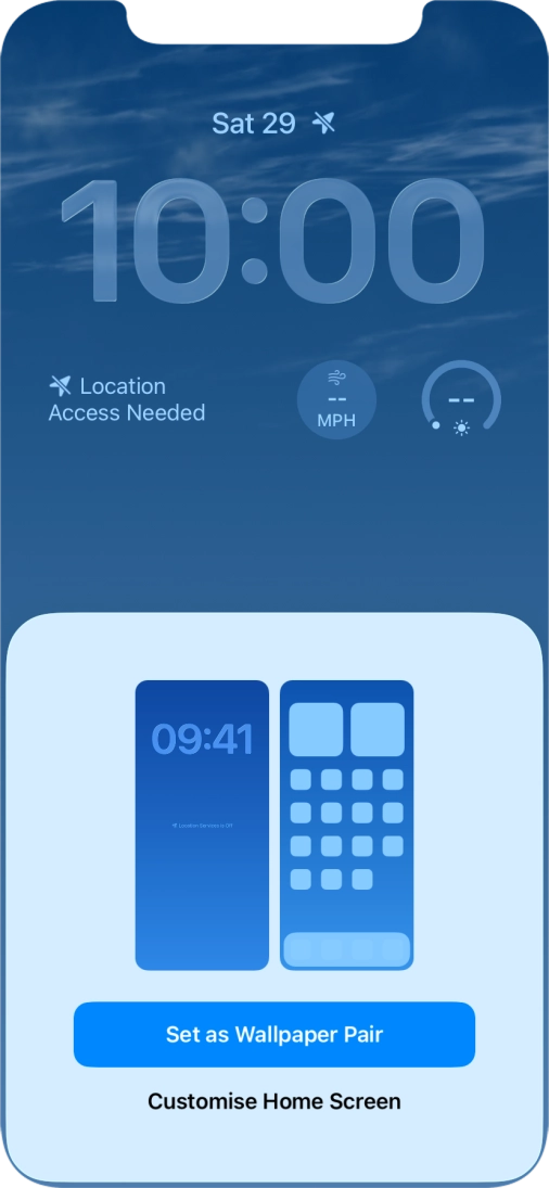 To use the same colour theme on the home screen, press Set as Wallpaper Pair.