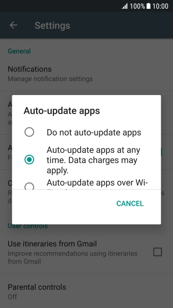 To turn off automatic update of apps, press Do not auto-update apps.