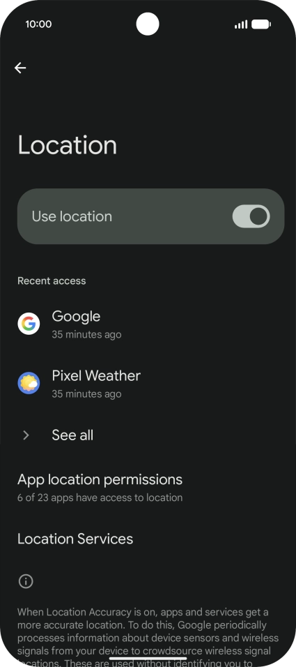 Press App location permissions.