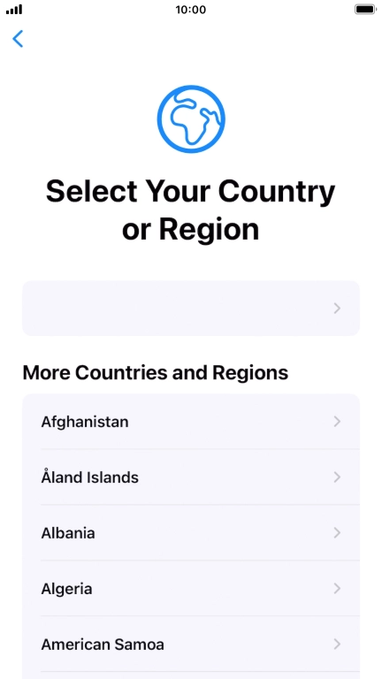 Press the required country or area.