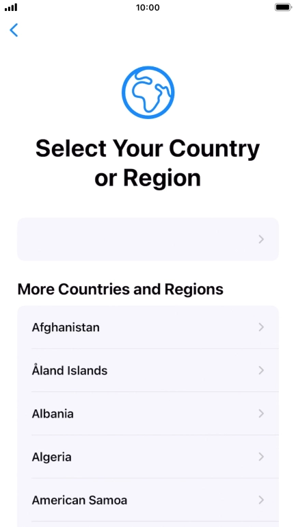 Press the required country or area.