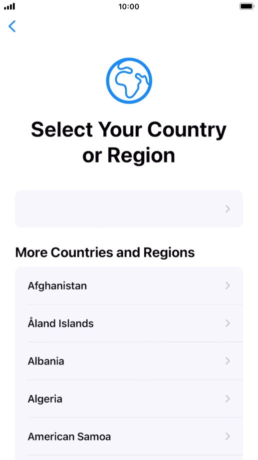 Press the required country or area.