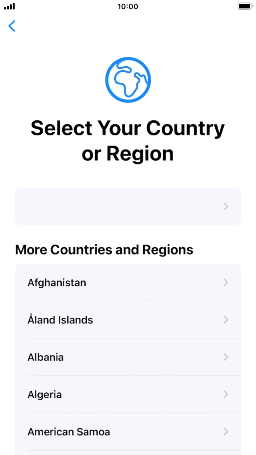 Press the required country or area.
