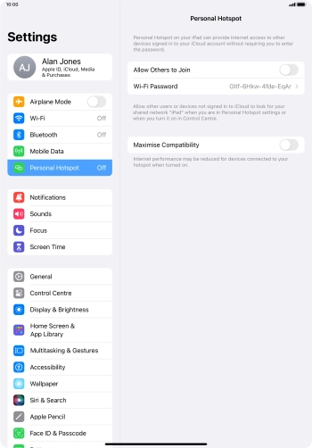 Press Wi-Fi Password and key in the required password.