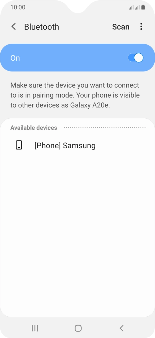 Press the required Bluetooth device and follow the instructions on the screen to pair the device with your phone.