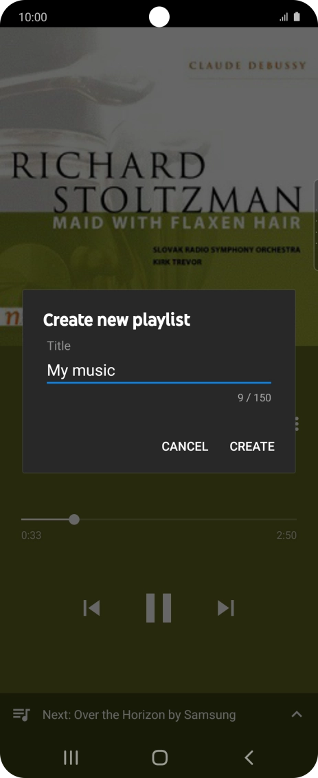 Key in a name for the playlist and press CREATE.