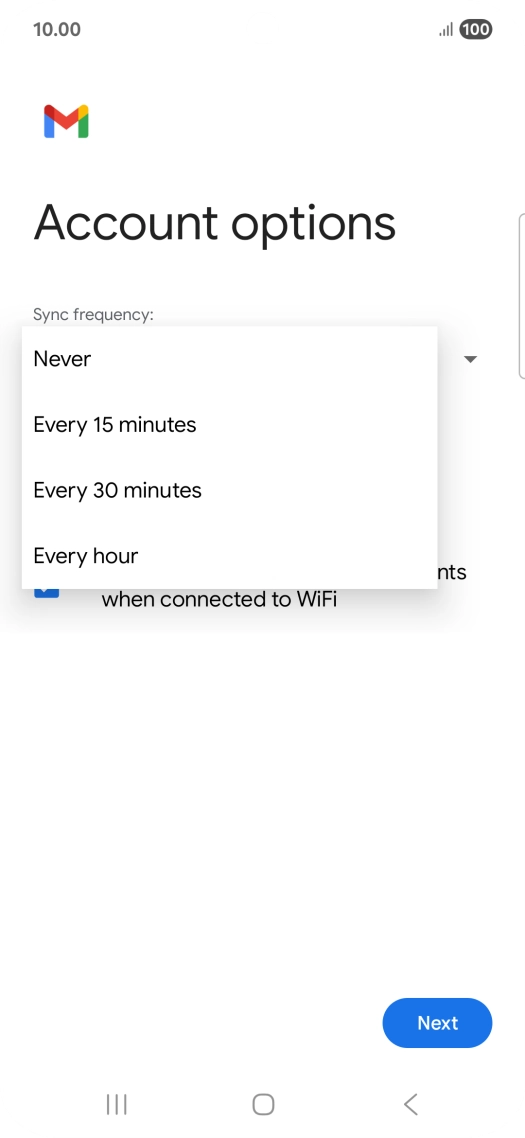 Press the required setting.