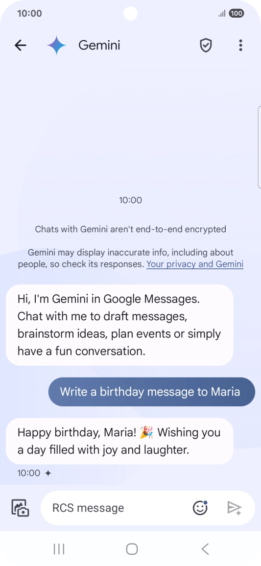 The text suggestion from Gemini is displayed.