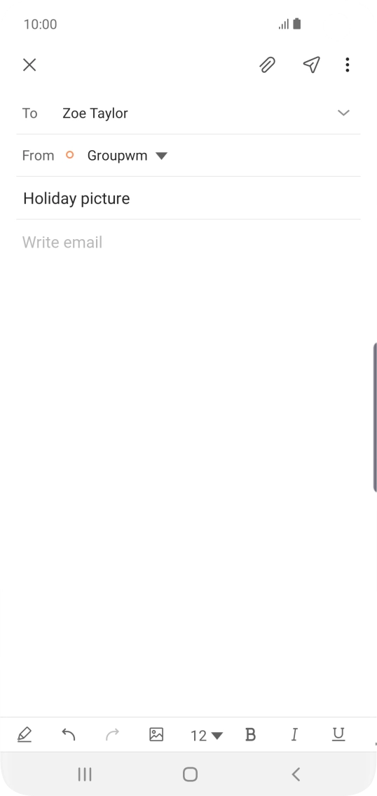 Press the text input field and write the text for your email.